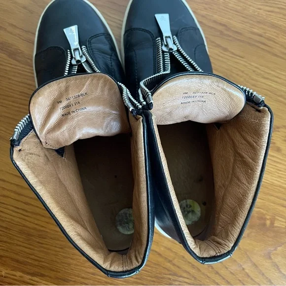 Frye Women’s Lena Zip Up Leather High Top Sneakers Black Size 9 - Picture 14 of 16